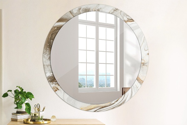 Miroir rond avec décoration Marbre brillant