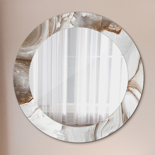 Miroir rond avec décoration Marbre brillant