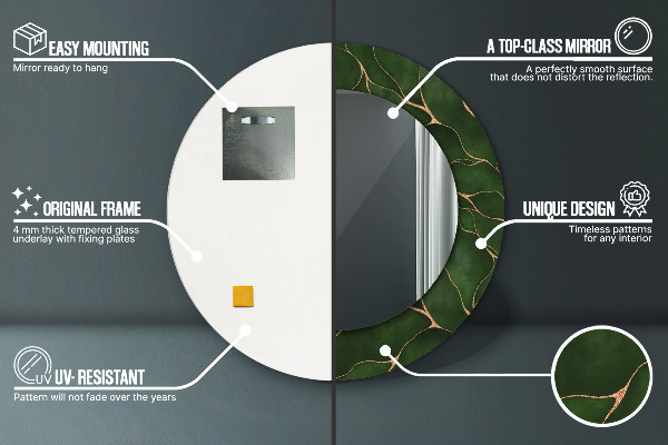 Miroir rond avec décoration Feuille abstraite