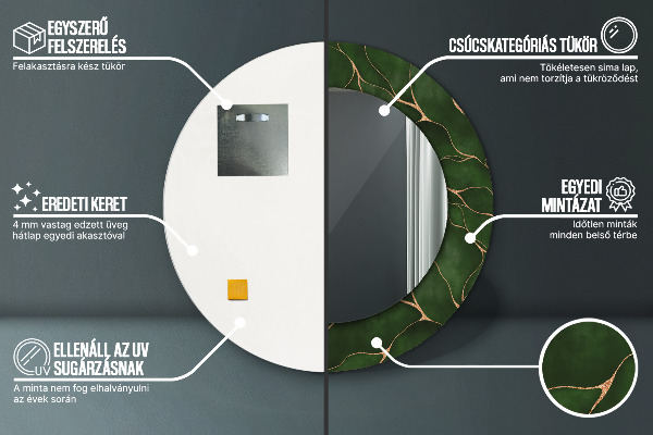 Miroir rond avec décoration Feuille abstraite