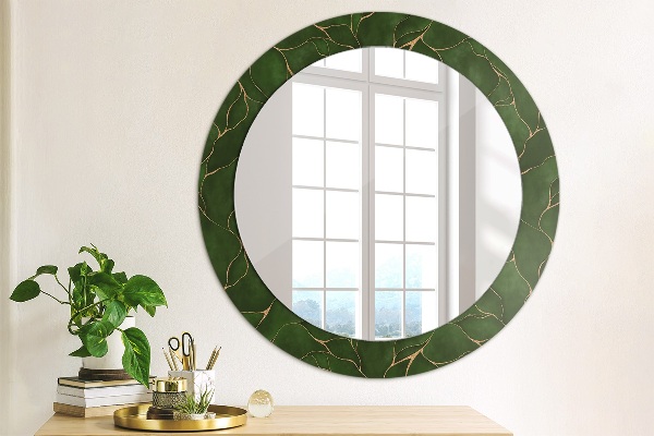 Miroir rond avec décoration Feuille abstraite