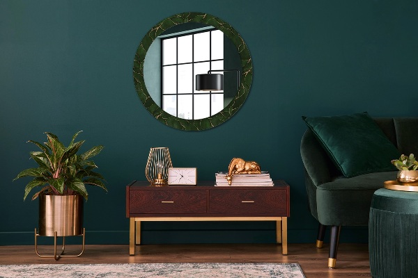 Miroir rond avec décoration Feuille abstraite