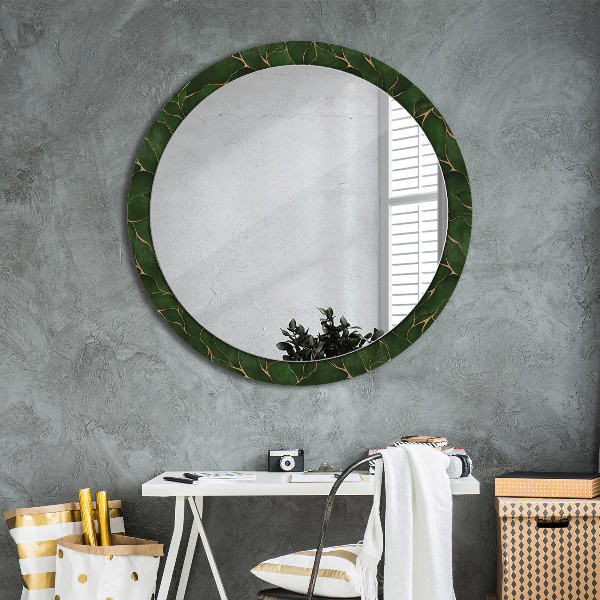 Miroir rond avec décoration Feuille abstraite