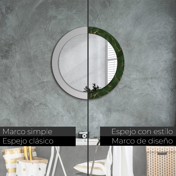 Miroir rond avec décoration Feuille abstraite