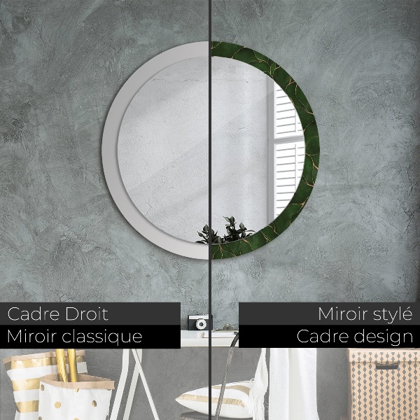 Miroir rond avec décoration Feuille abstraite