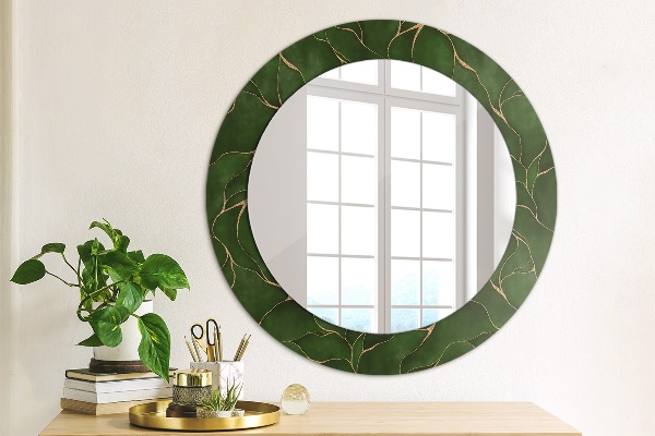 Miroir rond avec décoration Feuille abstraite