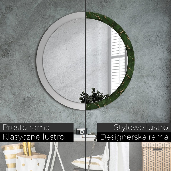 Miroir rond avec décoration Feuille abstraite