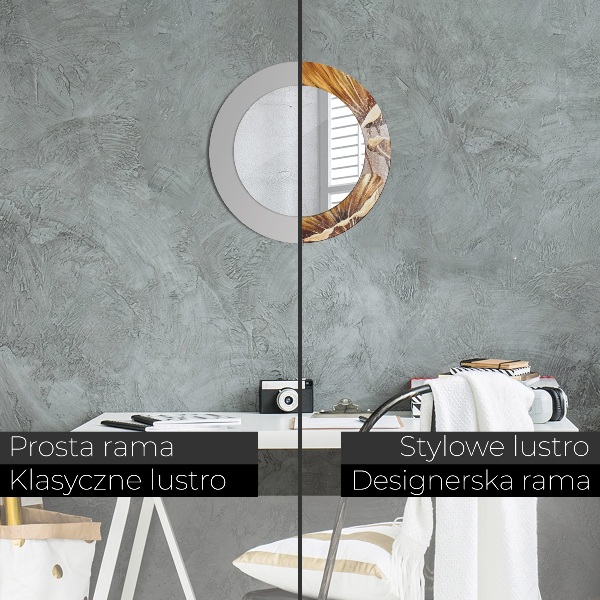 Miroir rond avec décoration Feuilles d'or