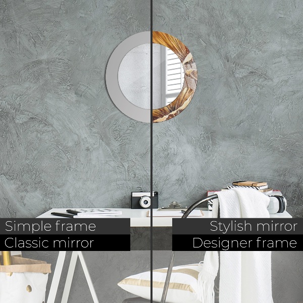 Miroir rond avec décoration Feuilles d'or
