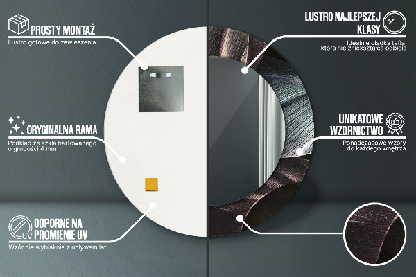 Miroir rond imprimé Feuilles tropicales sombres