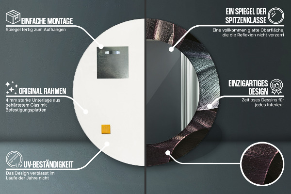 Miroir rond imprimé Feuilles tropicales sombres