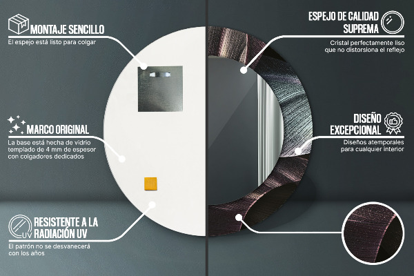 Miroir rond imprimé Feuilles tropicales sombres