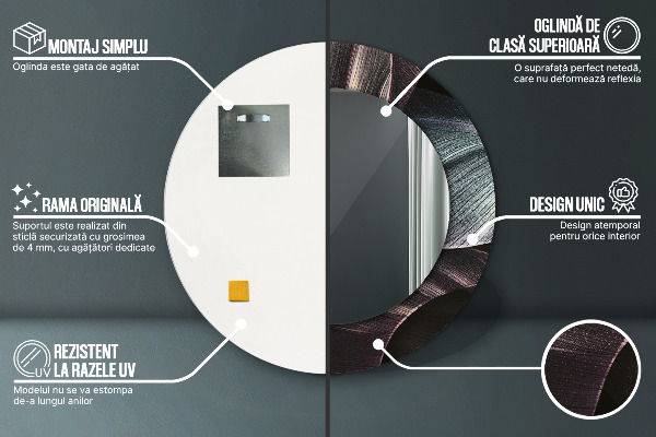 Miroir rond imprimé Feuilles tropicales sombres
