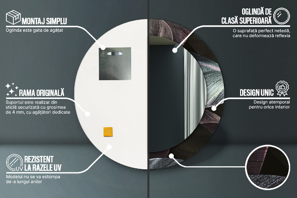 Miroir rond imprimé Feuilles tropicales sombres
