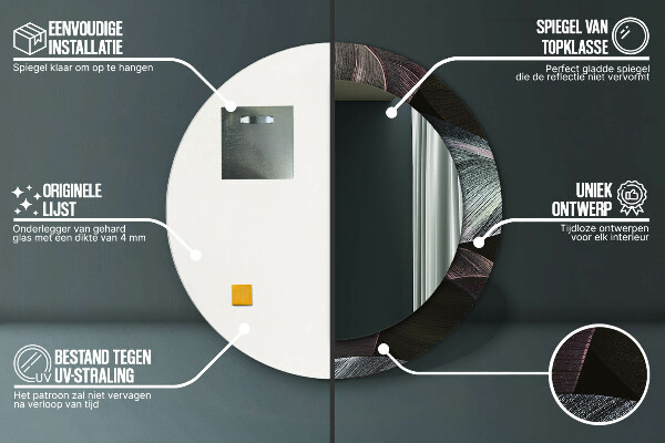 Miroir rond imprimé Feuilles tropicales sombres