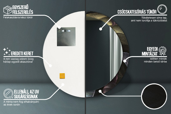 Miroir rond imprimé Feuilles tropicales sombres