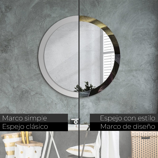 Miroir rond imprimé Feuilles tropicales sombres