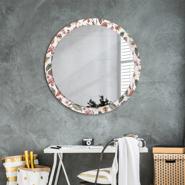 Miroir rond imprimé Fleurs vintage