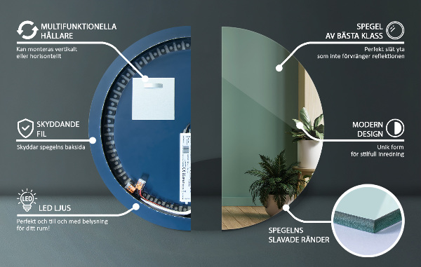 Miroir rond rétro éclairé fi 50 cm