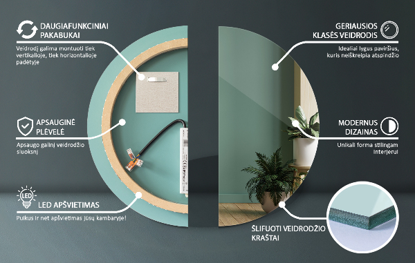 Miroir salle de bain rond avec led fi 100 cm