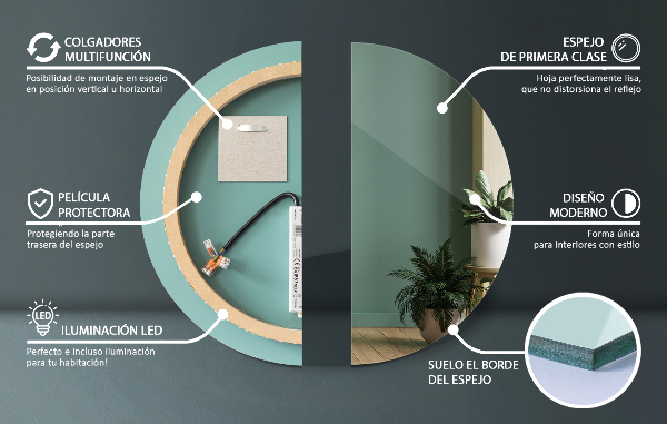 Miroir de salle de bain rond lumineux led fi 70 cm