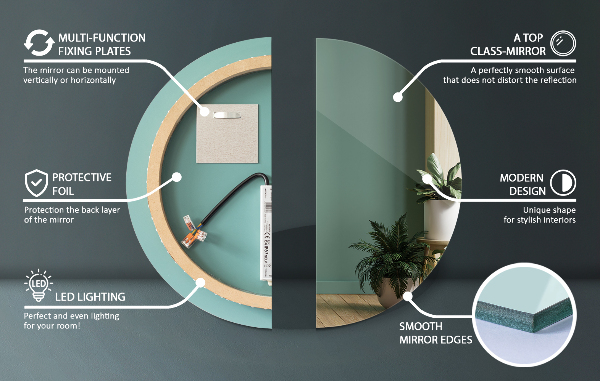 Miroir salle de bain rond rétro éclairé fi 80 cm