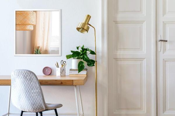 Miroir rectangulaire mural encadrement blanc 80x60 cm