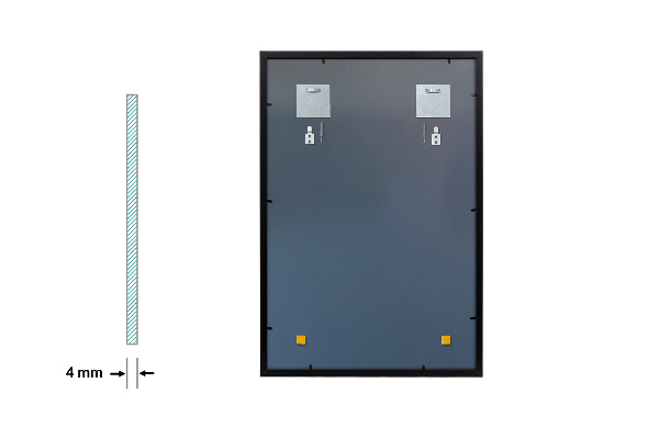 Miroir de salle de bain rectangulaire cadre noir 80x60 cm