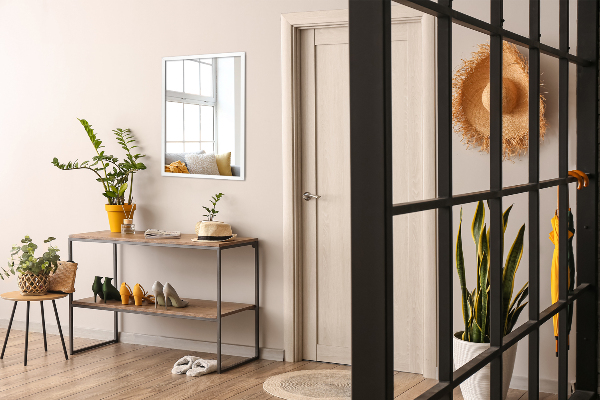 Miroir pour couloir rectangulaire cadre blanc 70x50 cm