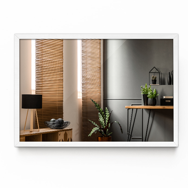 Miroir salon rectangulaire contour blanc 60x40 cm
