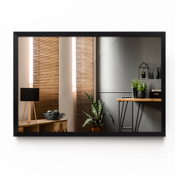 Miroir salon rectangulaire contour noir 80x60 cm