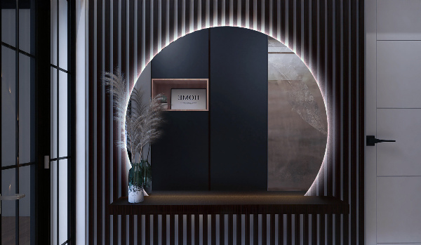 Miroir demi cercle led 63x70 cm