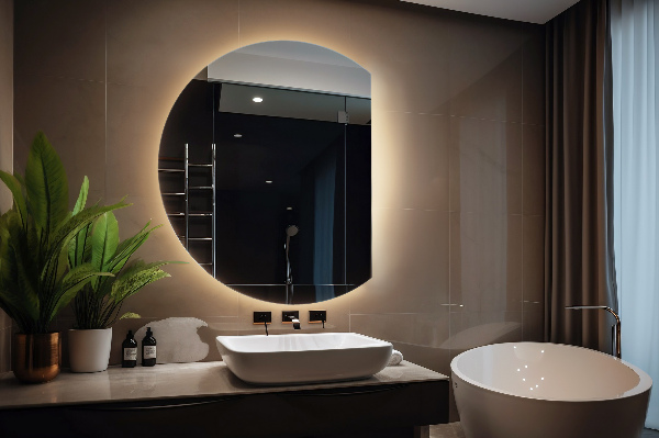 Miroir demi cercle led 63x70 cm