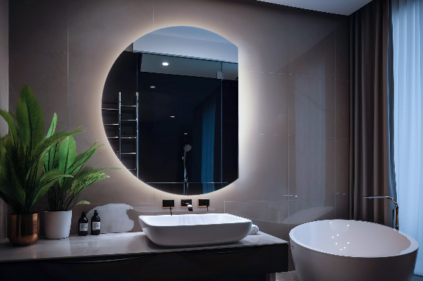 Miroir demi cercle led 63x70 cm