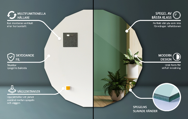 Miroir polygonal design unique 60x60 cm