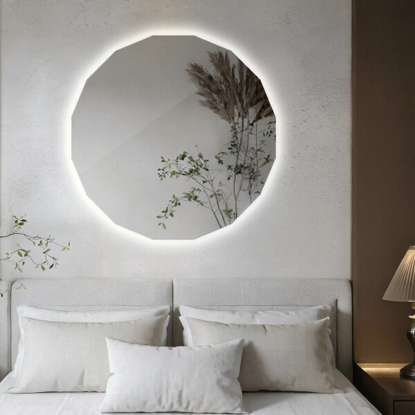 Miroir en forme de polygone LED 50x50 cm