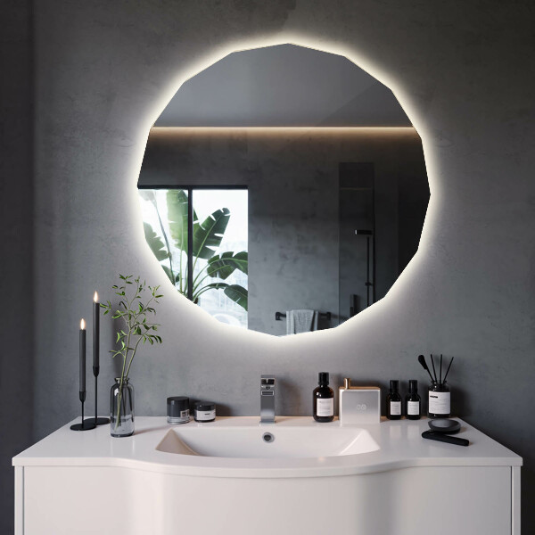 Miroir en forme de polygone LED 60x60 cm