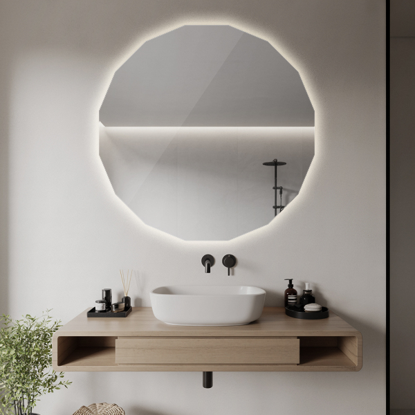 Miroir en forme de polygone LED 60x60 cm