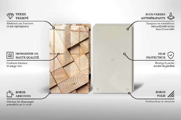 Protection plaque induction Carrés en bois