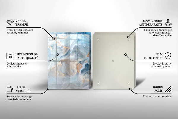 Protection plaque induction Texture de marbre