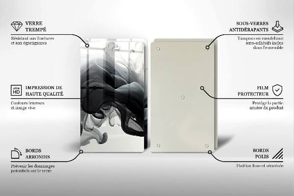 Cache plaque de cuisson Abstraction de fumée noire