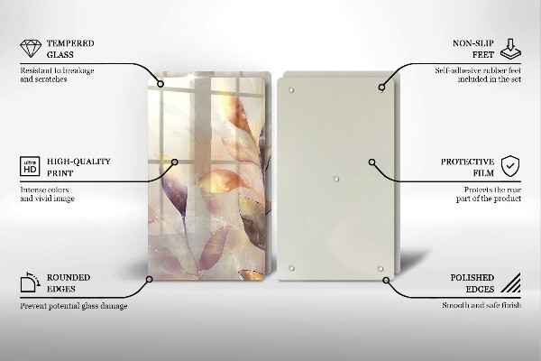 Protection plaque induction Feuilles de bohème peintes