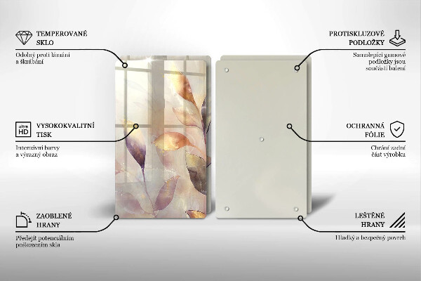 Protection plaque induction Feuilles de bohème peintes