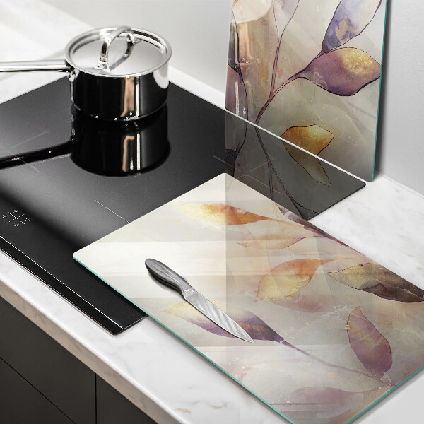 Protection plaque induction Feuilles de bohème peintes