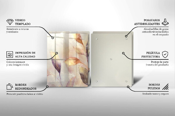 Protection plaque induction Feuilles de bohème peintes