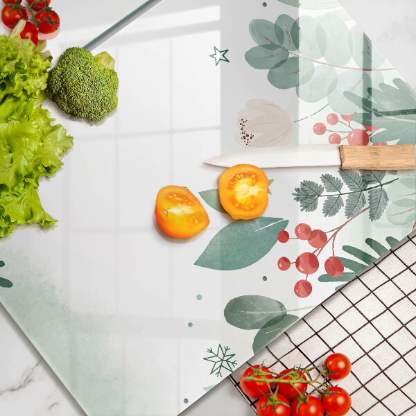 Cache plaque de cuisson Feuilles d'aquarelle