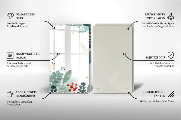 Cache plaque de cuisson Feuilles d'aquarelle