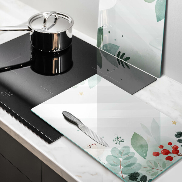 Cache plaque de cuisson Feuilles d'aquarelle