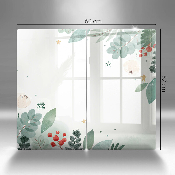 Cache plaque de cuisson Feuilles d'aquarelle