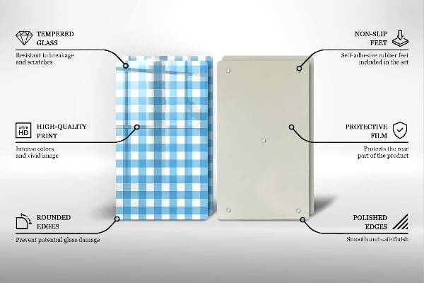 Protection plaque induction Motif à carreaux bleus et blancs